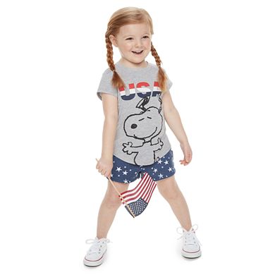 Toddler Girl Family Fun™ Peanuts Snoopy "USA" Graphic Tee