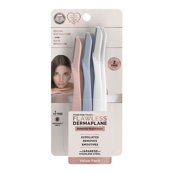 Finishing Touch Flawless Dermaplane Facial Exfoliator and Hair Remover for Women - 6ct