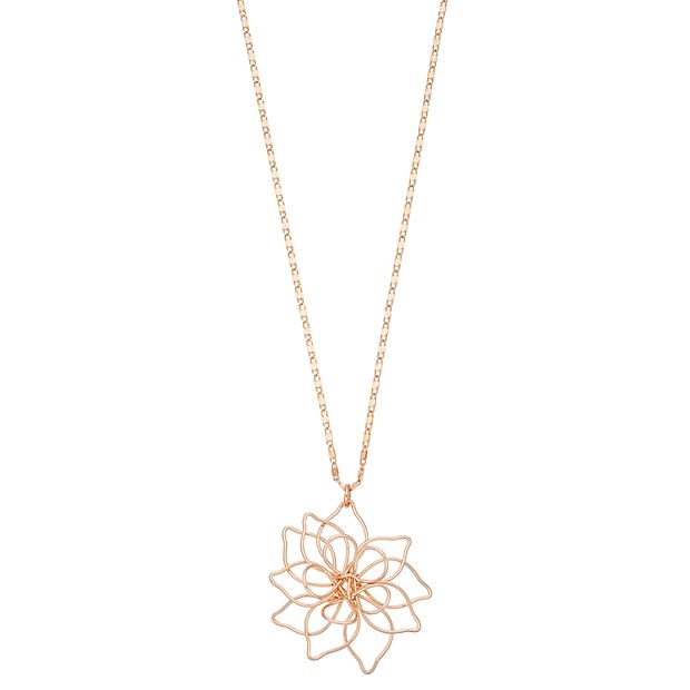 Beryohz Crystal Flower Pendant Collar Necklace For Women - Gold Tone Chain, Adjustable 19" + 3" Extension