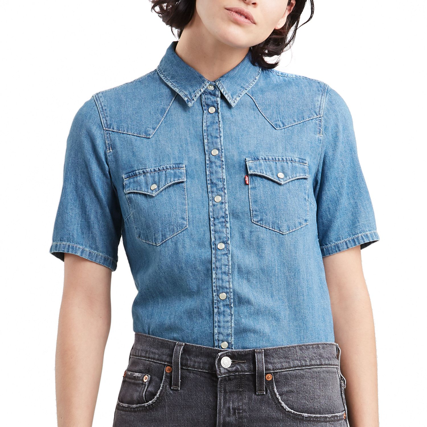 levi's short sleeve denim shirt