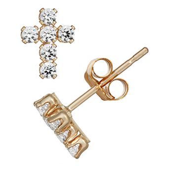 Taylor Grace 10k Gold Cubic Zirconia Cross Stud Earrings