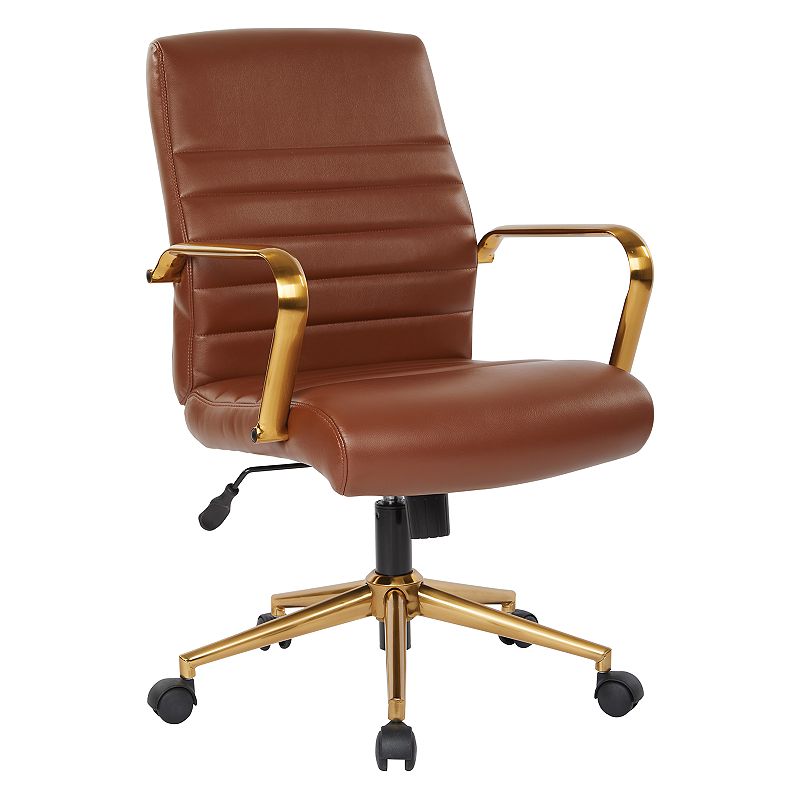 OSP Home Furnishings Faux Leather Office Chair, Brown