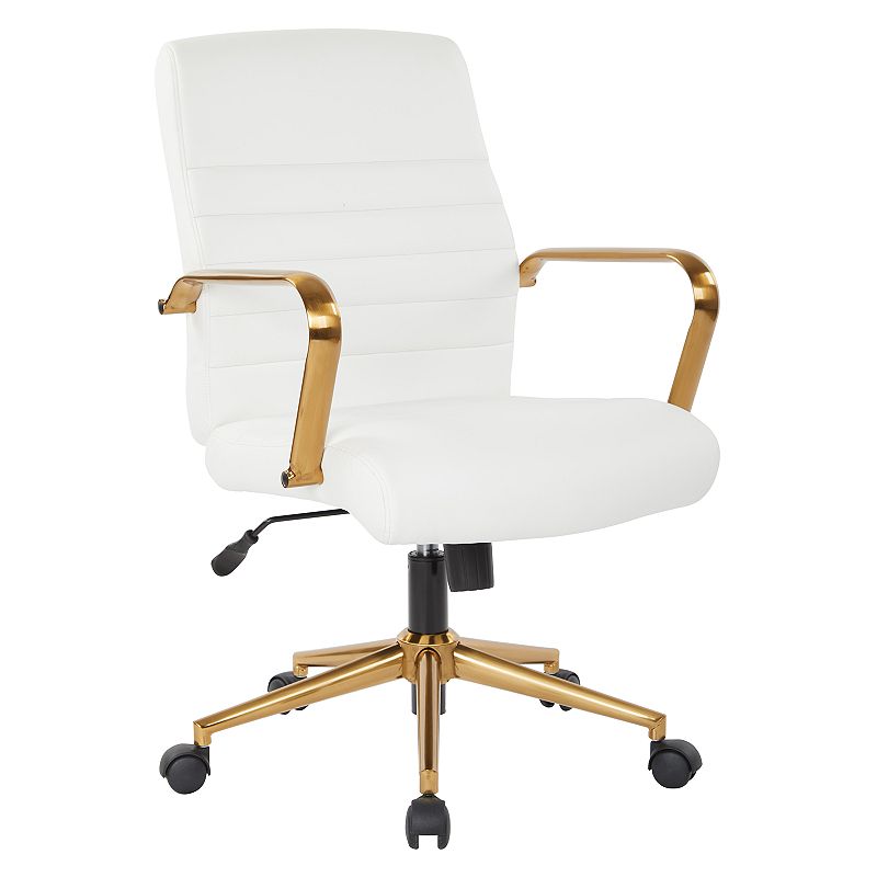 OSP Home Furnishings Faux Leather Office Chair, White