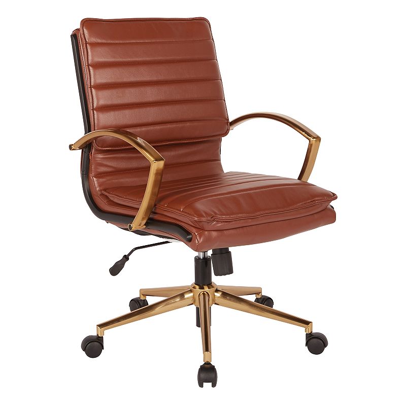 OSP Home Furnishings Faux Leather Desk Chair, Brown