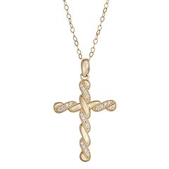 10k Gold Greek Key Cross Pendant