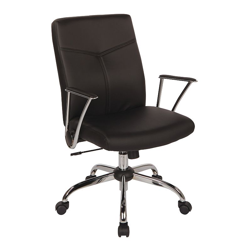 OSP Home Furnishings Faux Leather Office Chair, Black