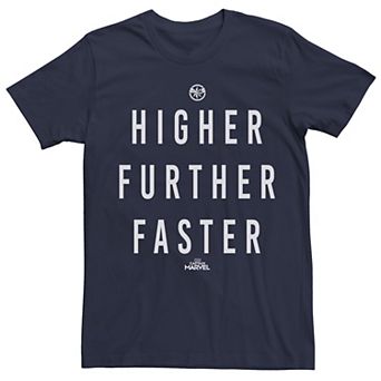 Men's Captain Marvel "Higher Further Faster" Tee