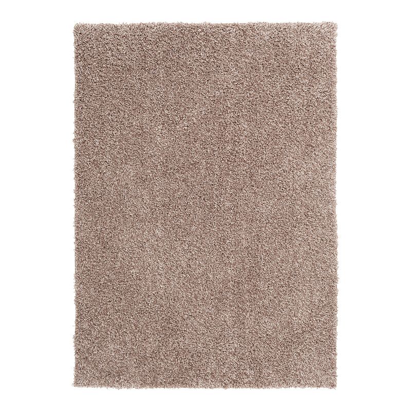 The Big One Solid Shag Rug, Beig/Green, 7.5X9.5 Ft