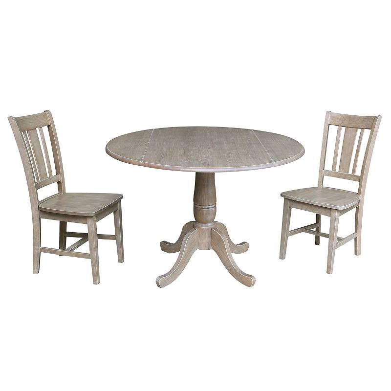International Concepts Jordan Pedestal Table & Chairs 3-pc. Dining Set, Gre