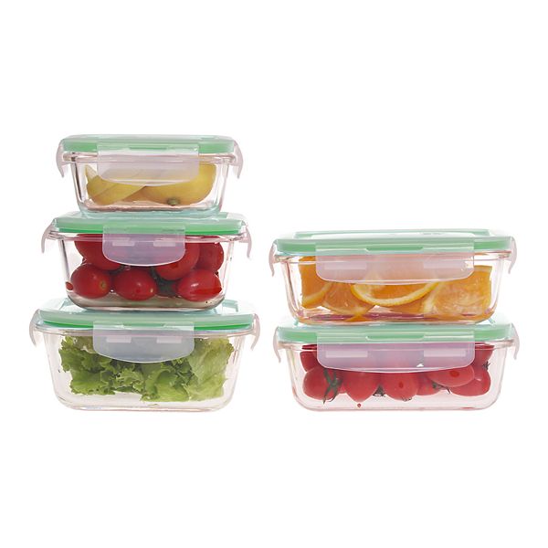 Farberware® 10-pc. Glass Food Storage Set with Snap Lids