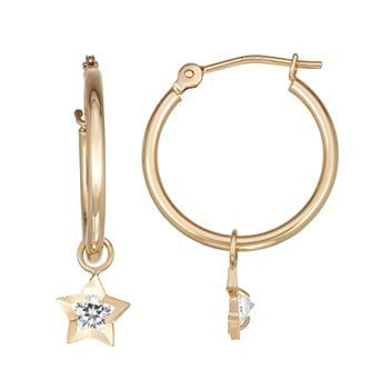 Forever 14K Gold Star Charm Hoop Earrings