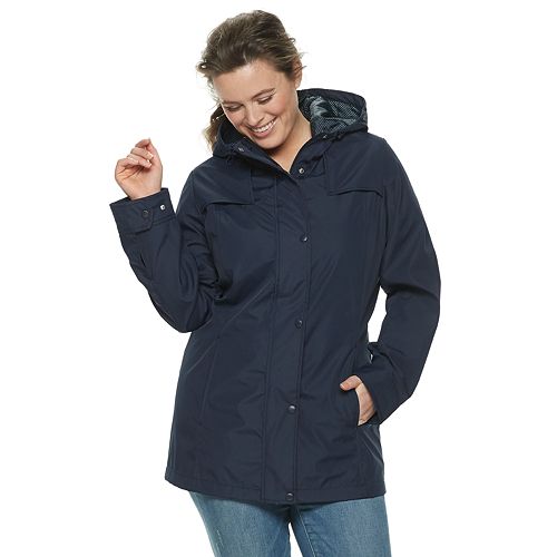 Plus Size Weathercast Hooded Rain Jacket