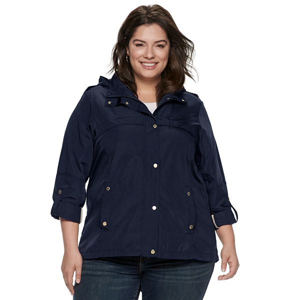 Plus Size Weathercast Hooded RollTab Anorak Jacket