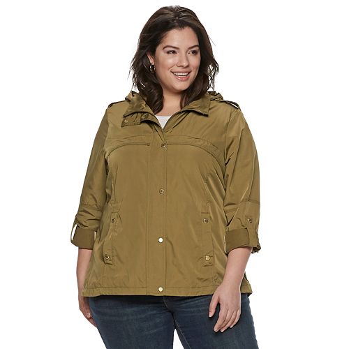 Plus Size Weathercast Hooded RollTab Anorak Jacket