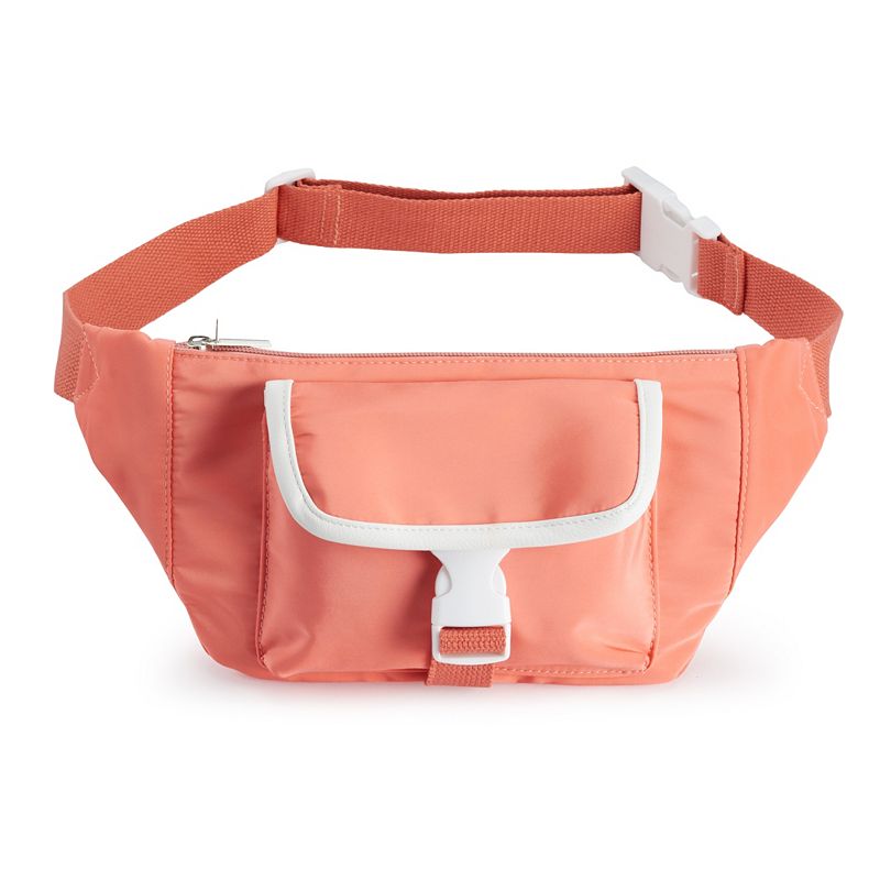 SO Colorblock Clip-Front Fanny Pack, Drk Orange