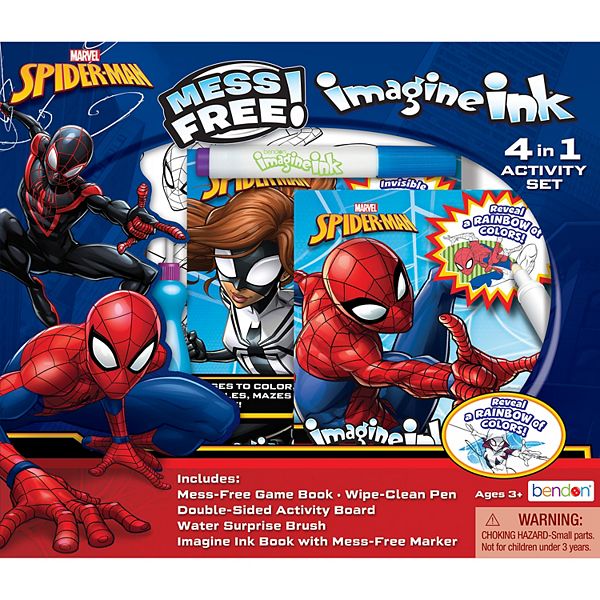 New  SPIDER-MAN Imagine Ink Activity Book Marker Mess Free Coloring 