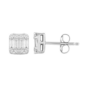 10k White Gold 1/3 Carat T.W. Diamond Baguette Stud Earrings