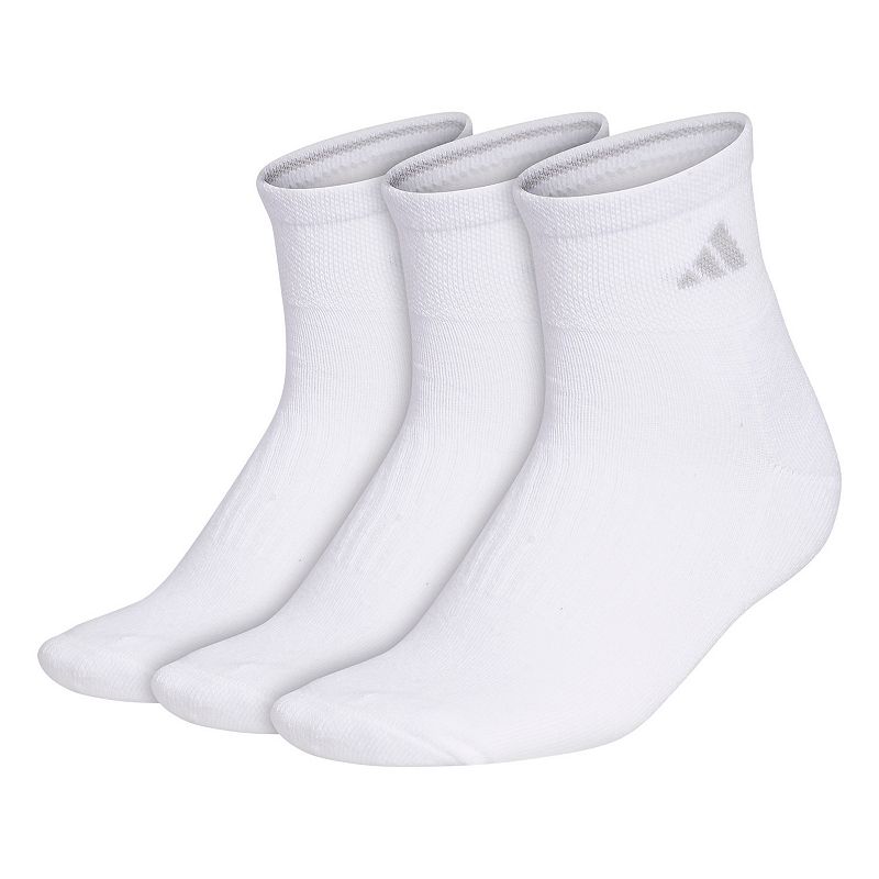 Adidas Womens Cushioned II 3-Pack Quarter Sock, Size: 9-11, White