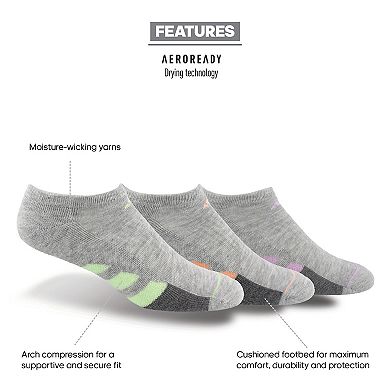 Adidas Women's Cushioned II 3-Pack No Show Sock