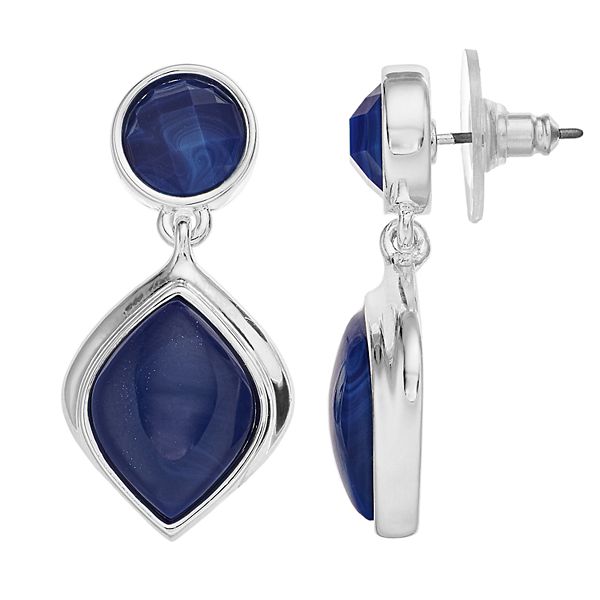 Dana Buchman Blue Simulated Crystal Double Drop Earrings