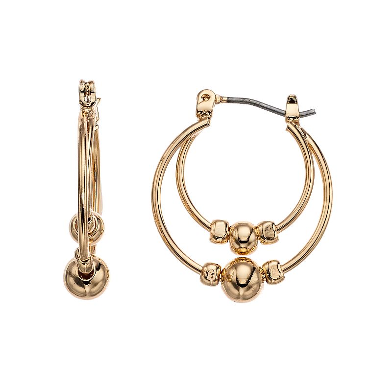 Dana Buchman Double Hoop Click-It Earrings, Womens, Gold