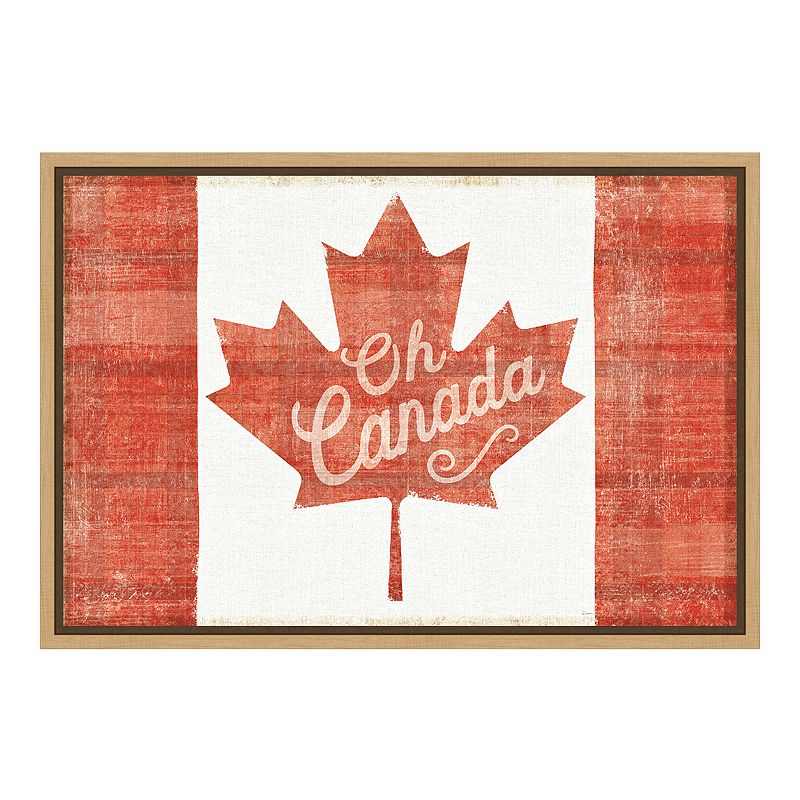 Amanti Art Oh Canada Flag Canvas Framed Wall Art, Brown