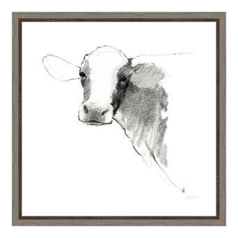 Amanti Art Cow II Square Canvas Framed Wall Art