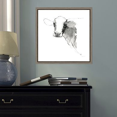 Amanti Art Cow II Square Canvas Framed Wall Art
