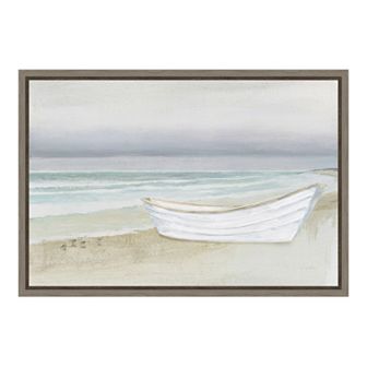 Amanti Art Serene Seaside Boat Canvas Framed Wall Art