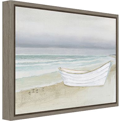 Amanti Art Serene Seaside Boat Canvas Framed Wall Art
