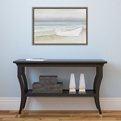 Amanti Art Serene Seaside Boat Canvas Framed Wall Art
