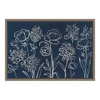 Amanti Art Indigo Floral I Canvas Framed Wall Art