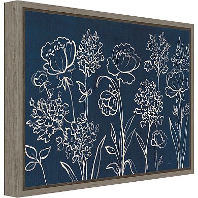 Amanti Art Indigo Floral I Canvas Framed Wall Art