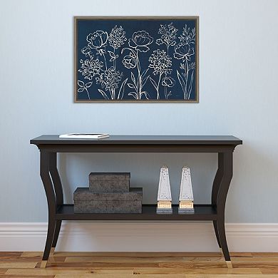 Amanti Art Indigo Floral I Canvas Framed Wall Art