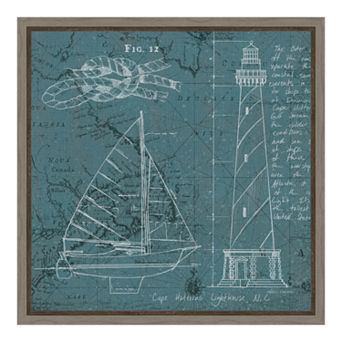 Amanti Art Coastal Blueprint III Canvas Framed Wall Art