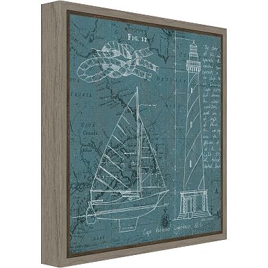 Amanti Art Coastal Blueprint III Canvas Framed Wall Art