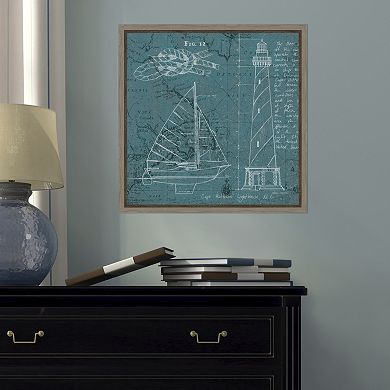 Amanti Art Coastal Blueprint III Canvas Framed Wall Art