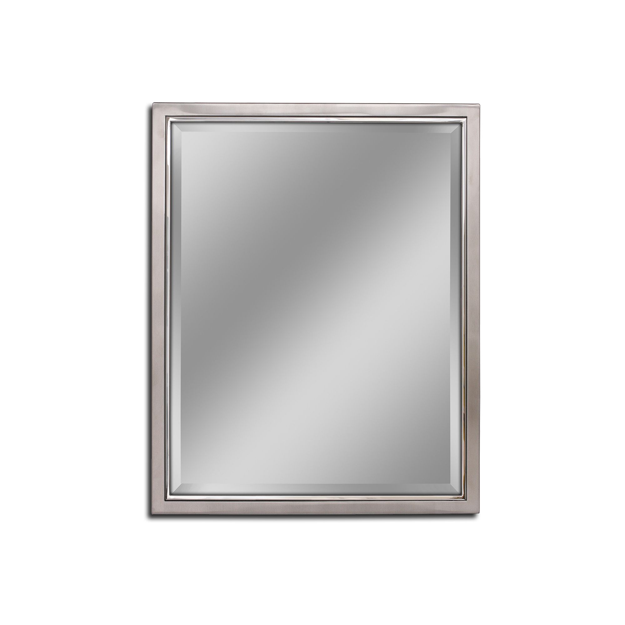 Head West Classic Brushed Nickel Chrome Wall Mirror, Gray