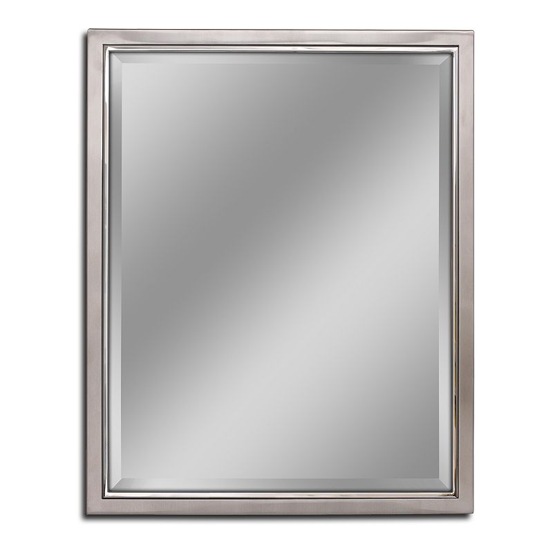 Head West Classic Brushed Nickel Chrome Wall Mirror, Grey