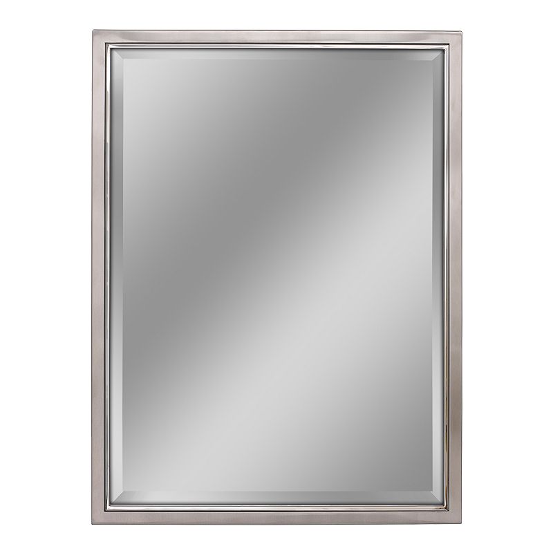 Head West Classic Brushed Nickel Chrome Wall Mirror, Grey, 30X40