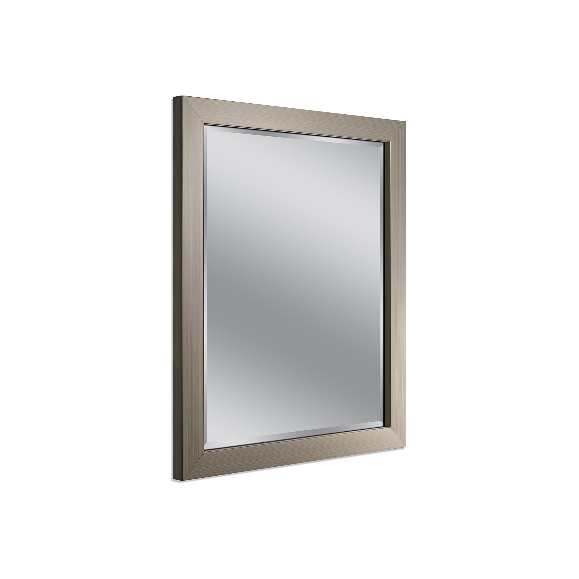 Head West Modern Brushed Nickel Wall Mirror, Gray