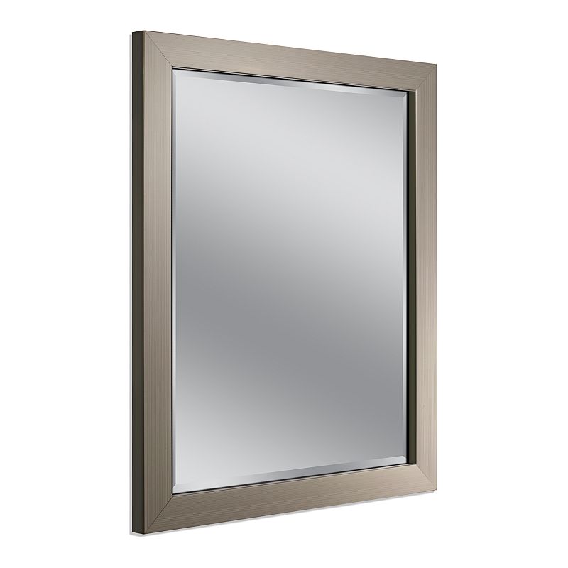 Head West Modern Brushed Nickel Wall Mirror, Grey, 26X34