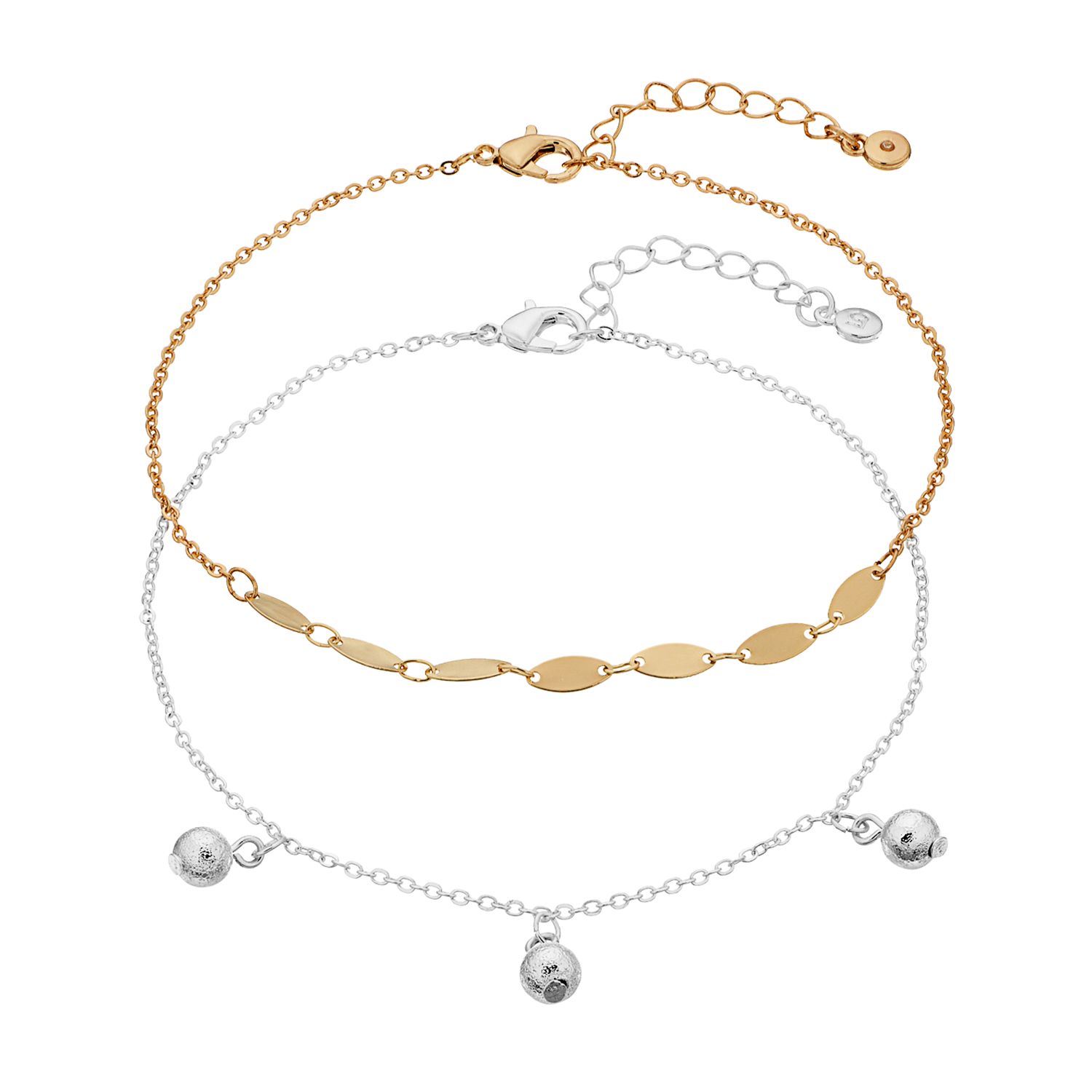 Image for LC Lauren Conrad Two-Tone Ball Drop Anklet at Kohl's.