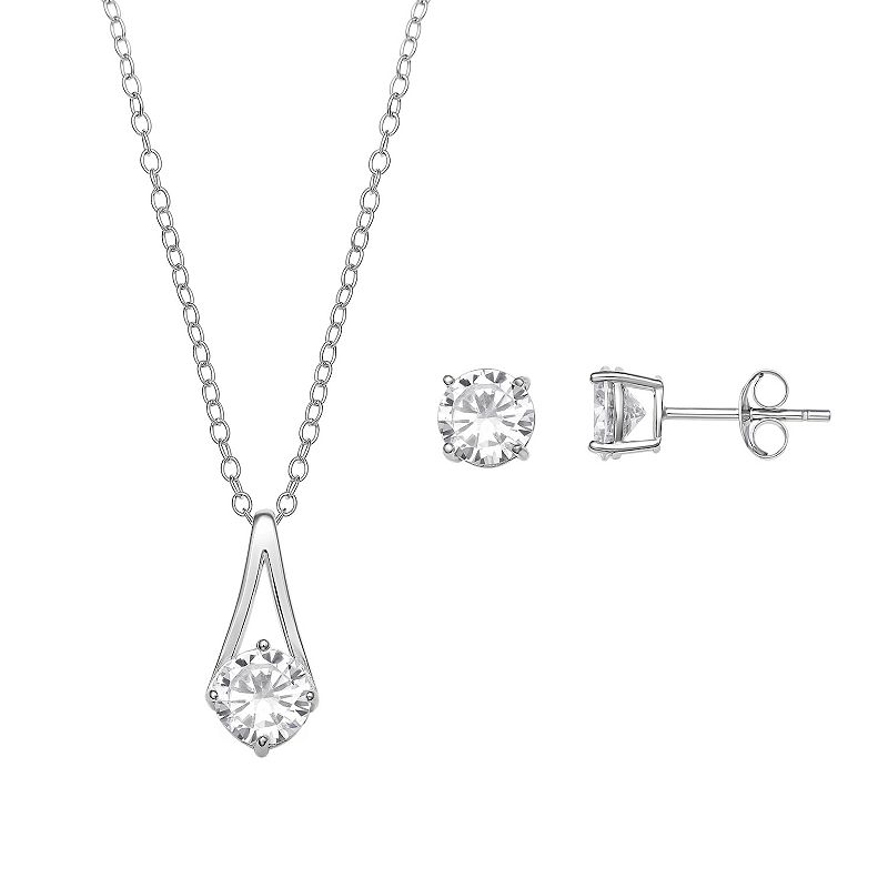 PRIMROSE Cubic Zirconia Drop Pendant Necklace & Stud Earrings, Womens, Gre