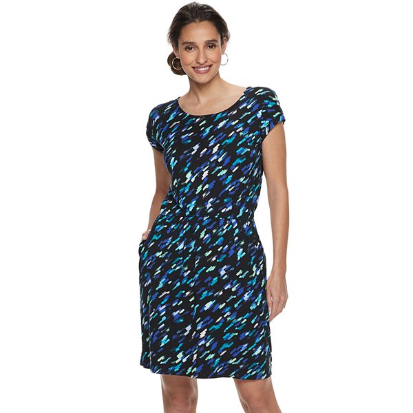 Petites Apt. 9® Print CinchWaist TShirt Dress