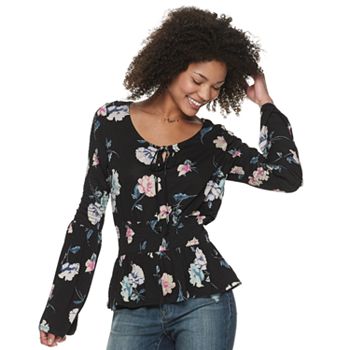 NEW! Juniors' American Rag Smocked Sleeve & Waist Peasant Top
