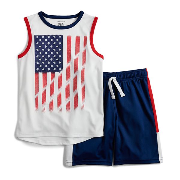 Boys 4-12 Jumping Beans® Patriotic Flag Muscle Tee & Shorts Set