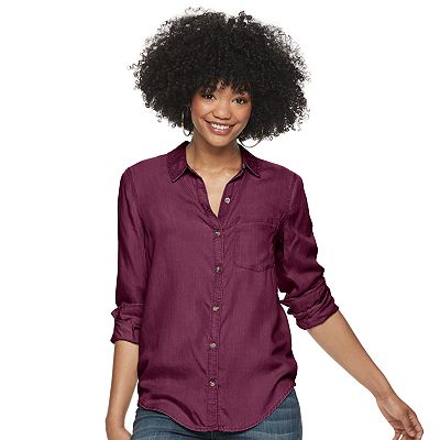 juniors purple dress shirt Juniors' SO® Button-Down Shirt