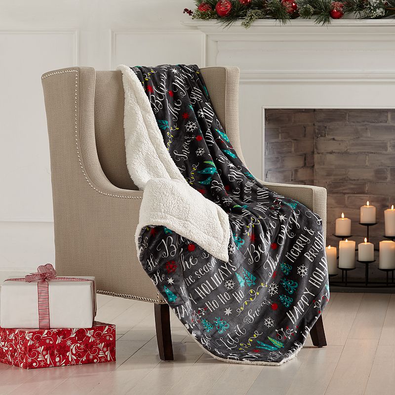 Holiday Sherpa Reversible Throw, Multicolor