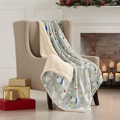 Holiday Sherpa Reversible Throw